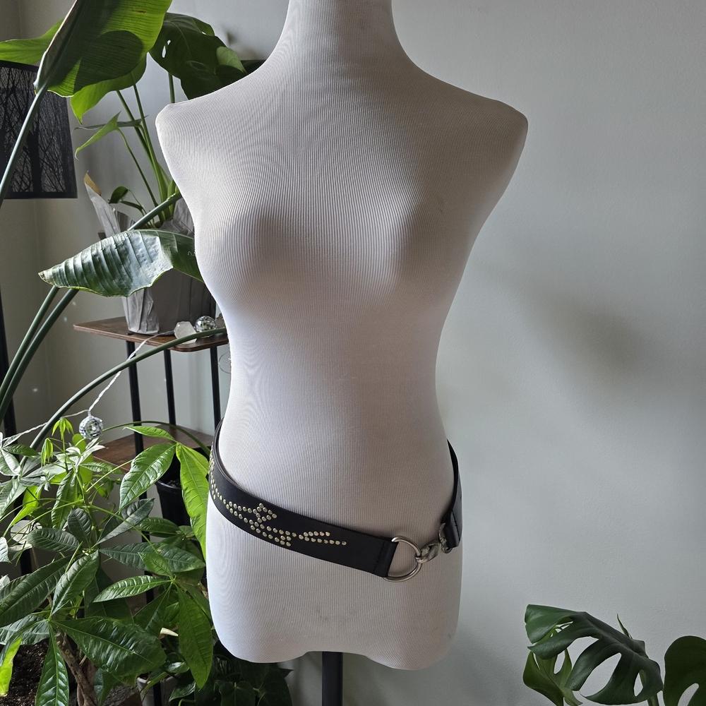 Y2K Black Studded Faux Leather Belt